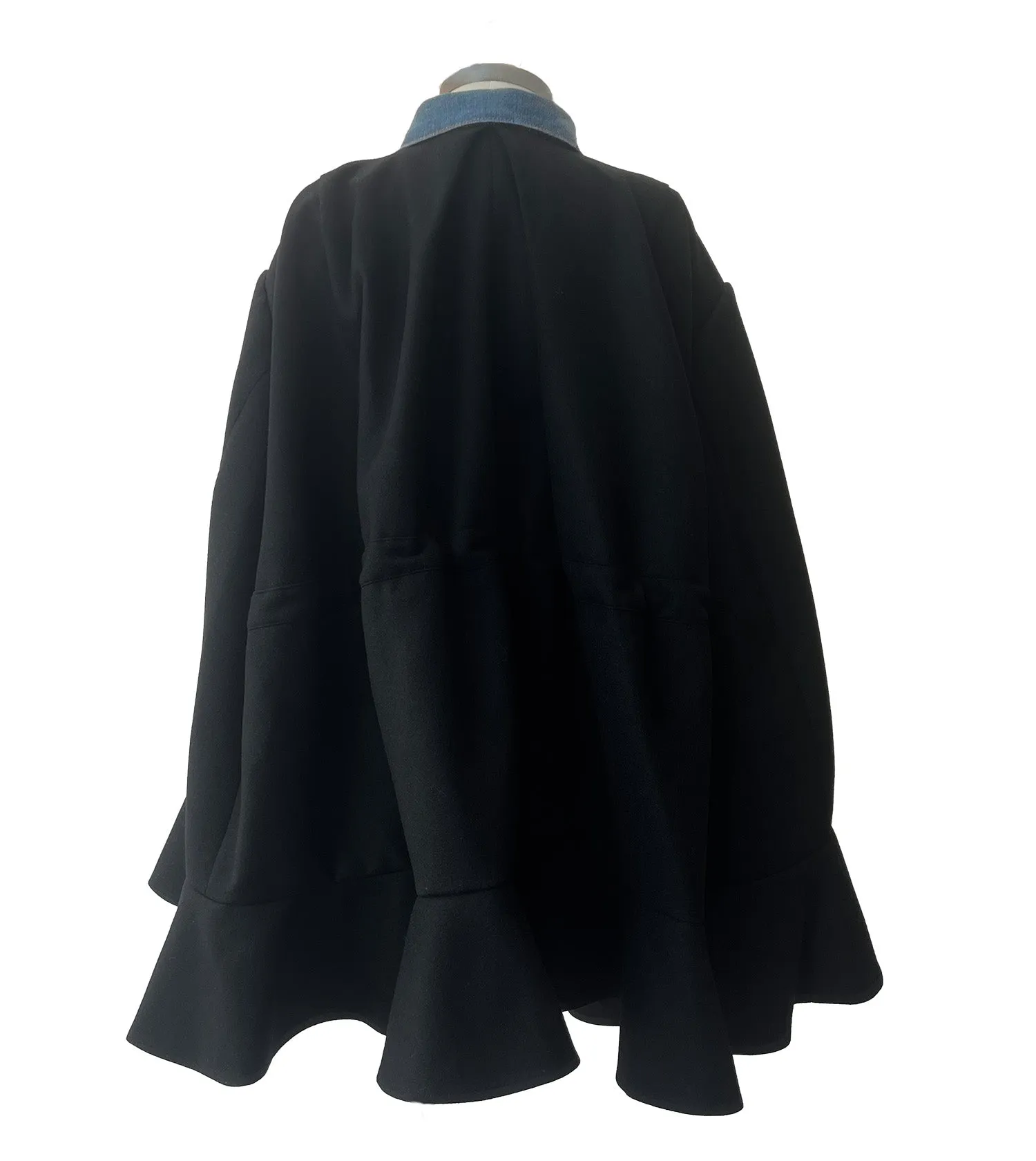 SACAI Denim x Wool Melton Cape