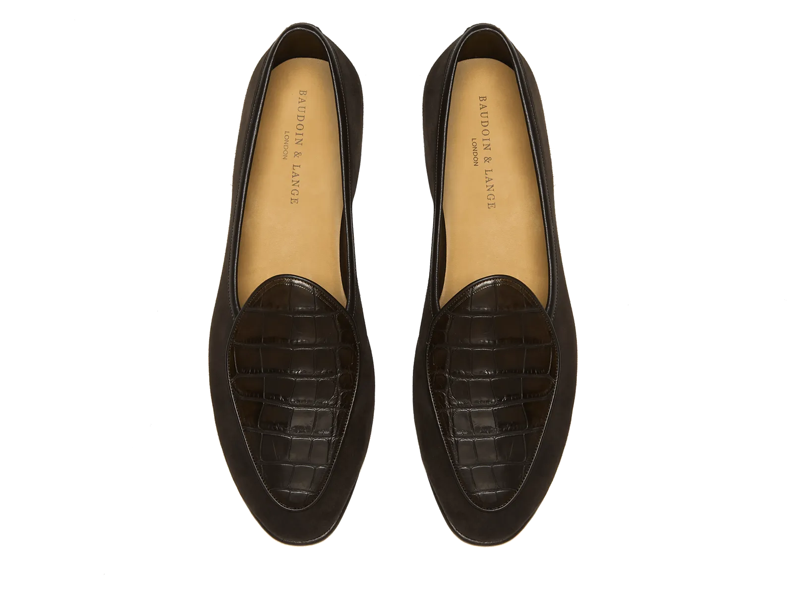 Sagan Classic Precious Leather Loafers in Dark Brown Suede and Crocodile