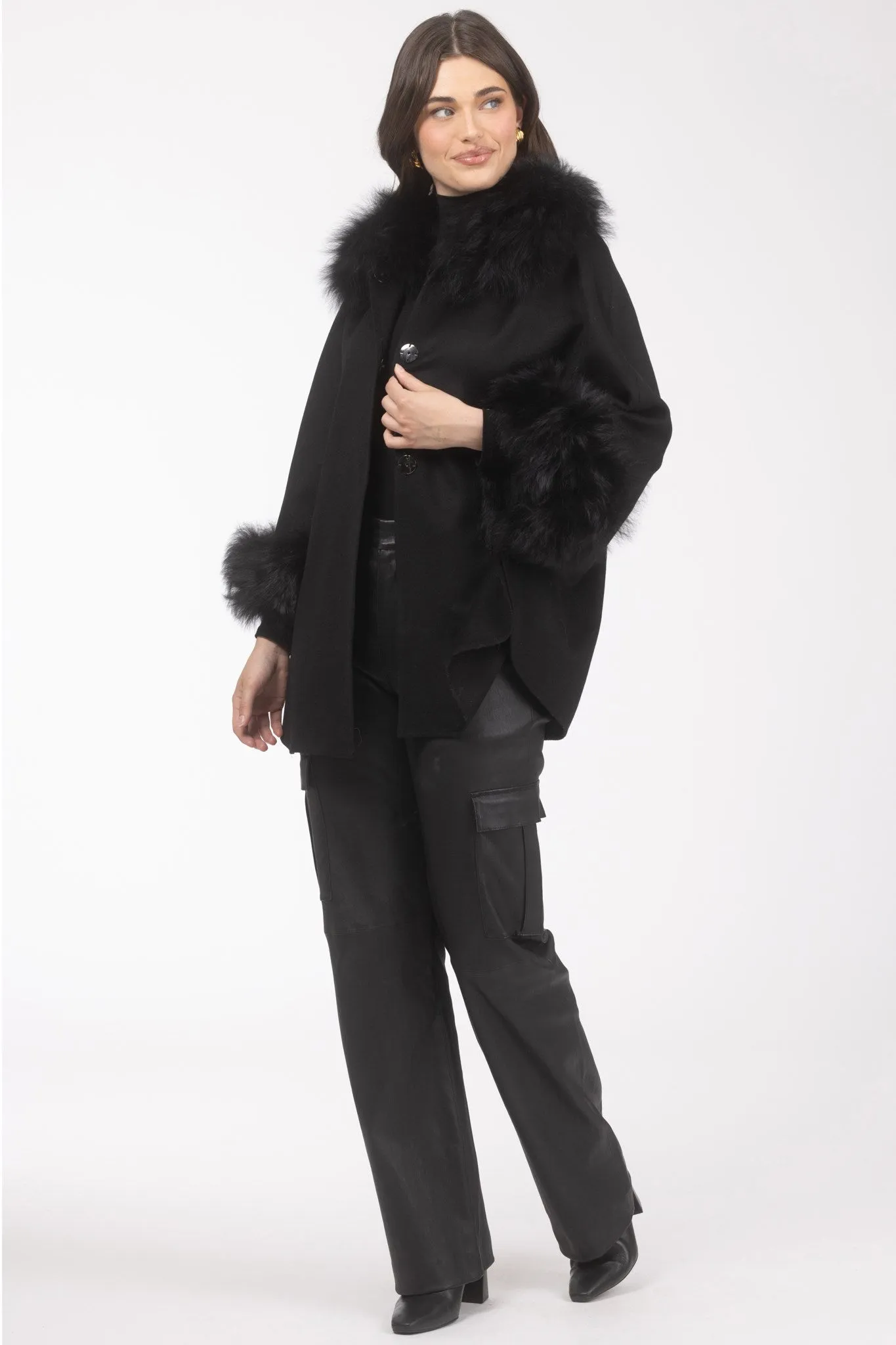 Select Wool Cape with Select Lamb Collar and Cuffs