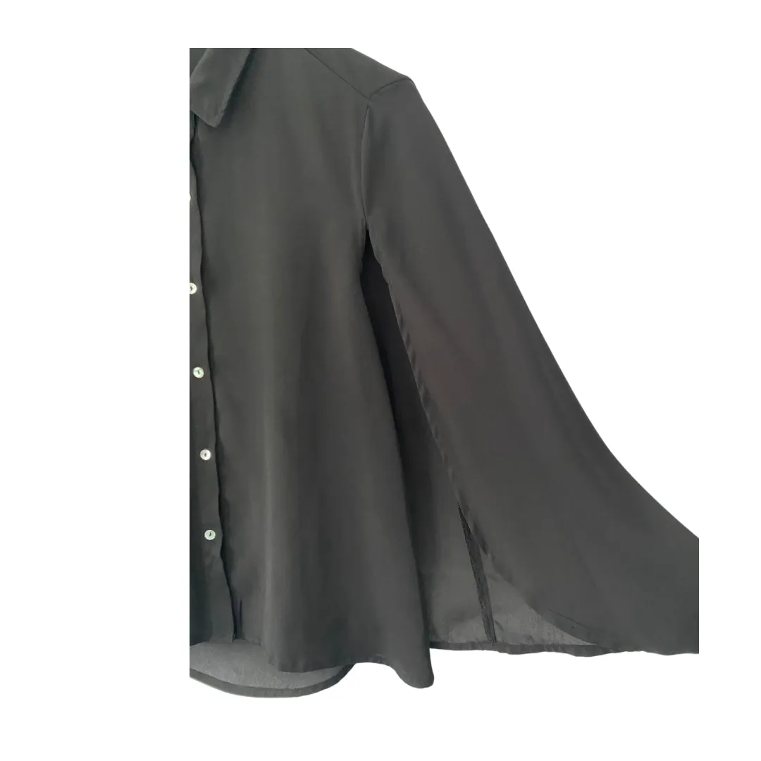 Sheer Cape Shirt Black SIZE M