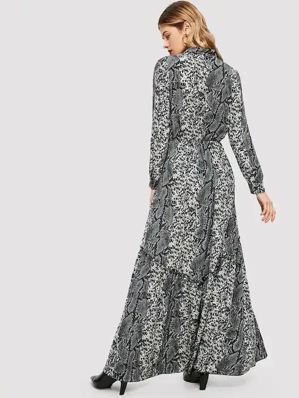 Snakeskin Print Maxi Dress