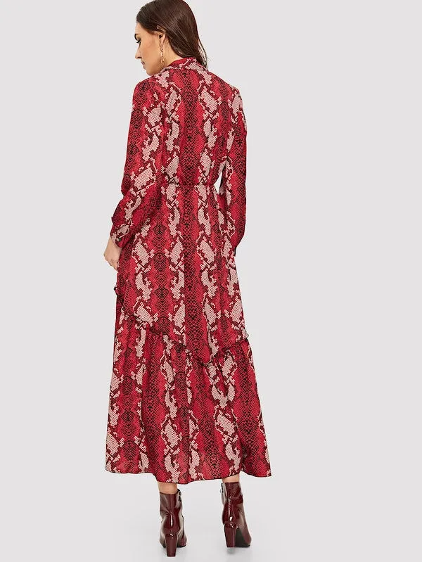 Snakeskin Print Maxi Dress