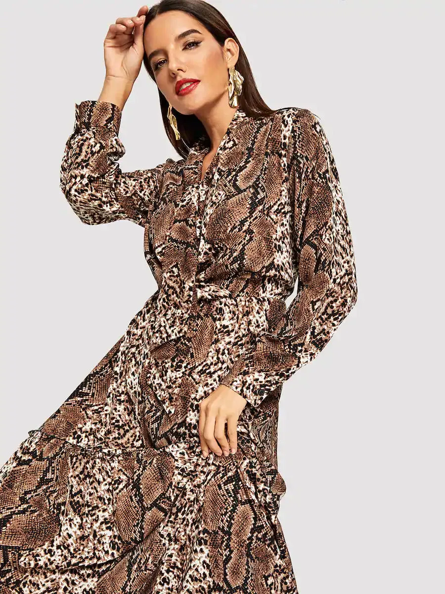 Snakeskin Print Maxi Dress