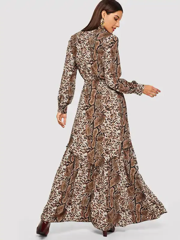 Snakeskin Print Maxi Dress