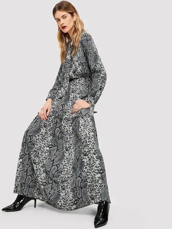 Snakeskin Print Maxi Dress