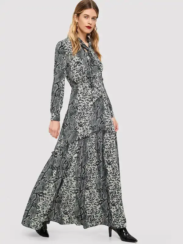 Snakeskin Print Maxi Dress