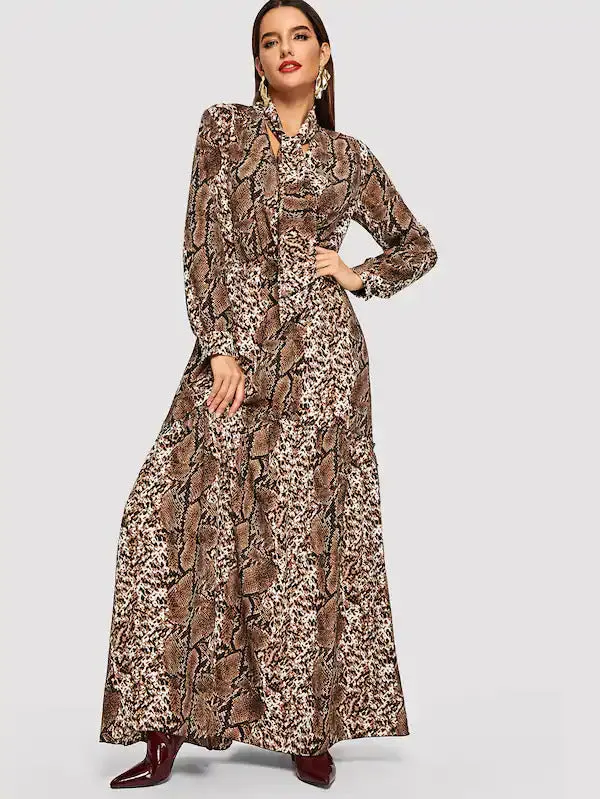 Snakeskin Print Maxi Dress