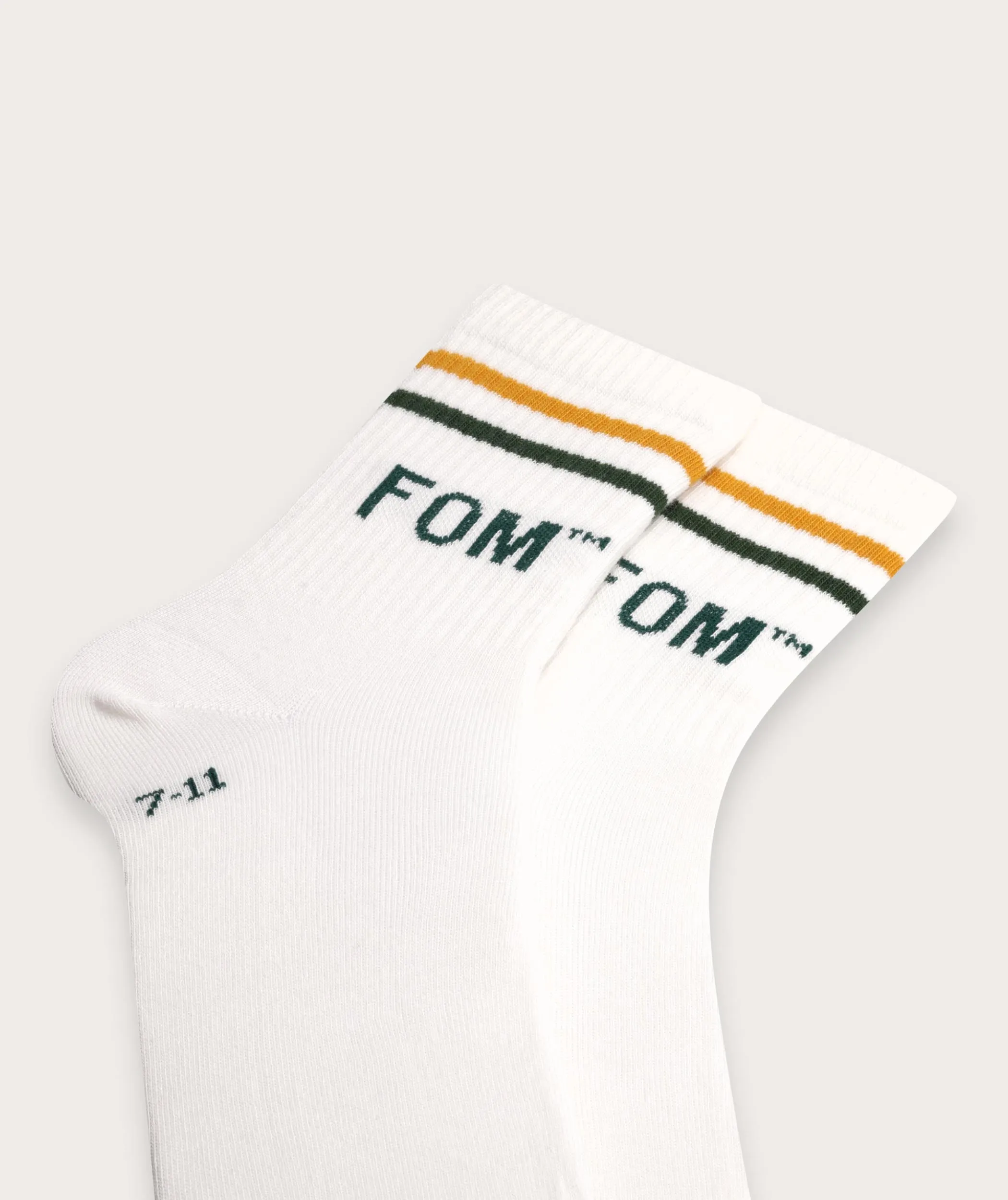 Socks Active - Ivory / Green & Gold Stripes (Size 7-11)