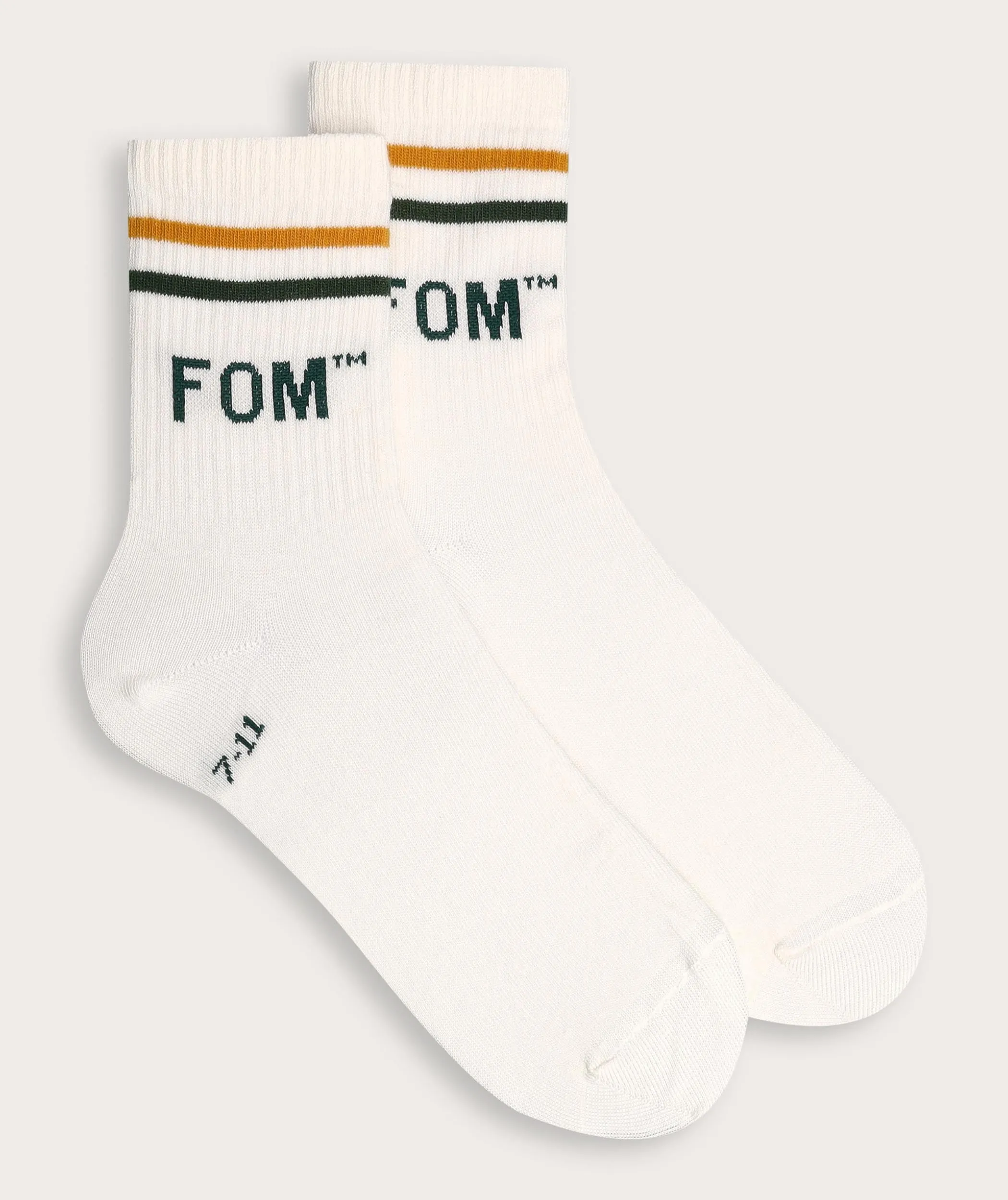 Socks Active - Ivory / Green & Gold Stripes (Size 7-11)