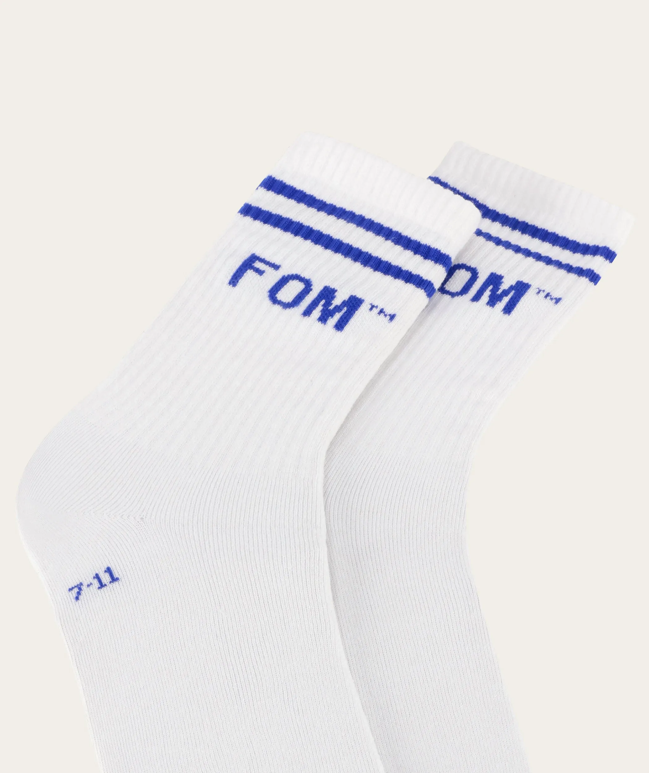 Socks Crew - White/ Royal Stripe (Size 7-11)