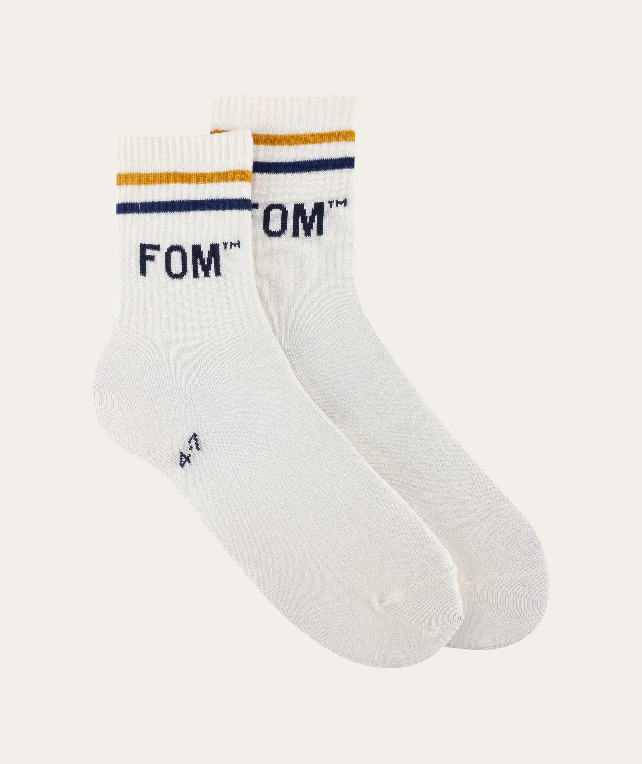 Socks FOM Active - Cream/ Gold & Navy Stripe (Size 4-7)