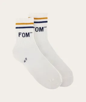 Socks FOM Active - Cream/ Gold & Navy Stripe (Size 4-7)