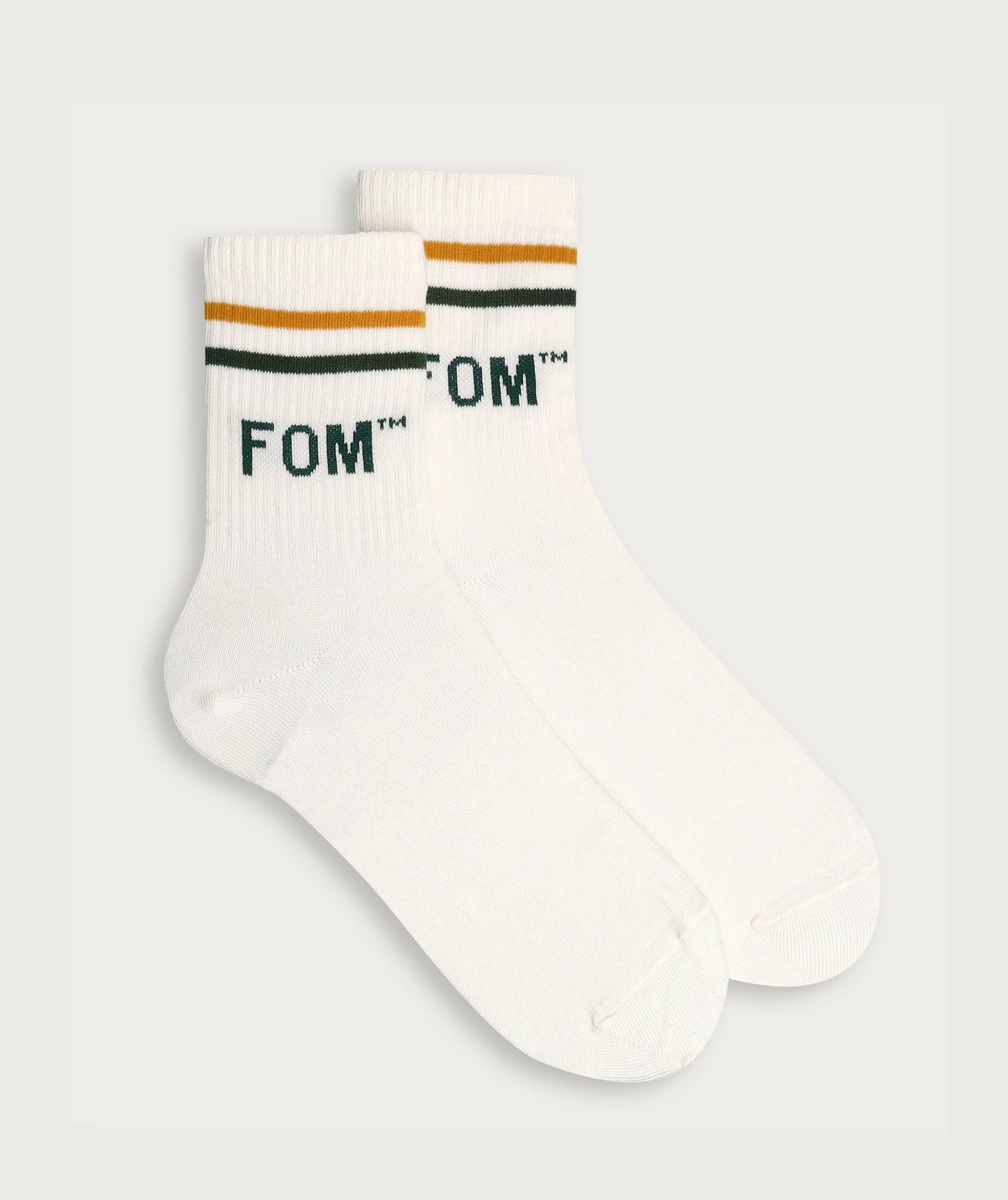 Socks FOM Active - Ivory / Green & Gold Stripes (Size 4-7)