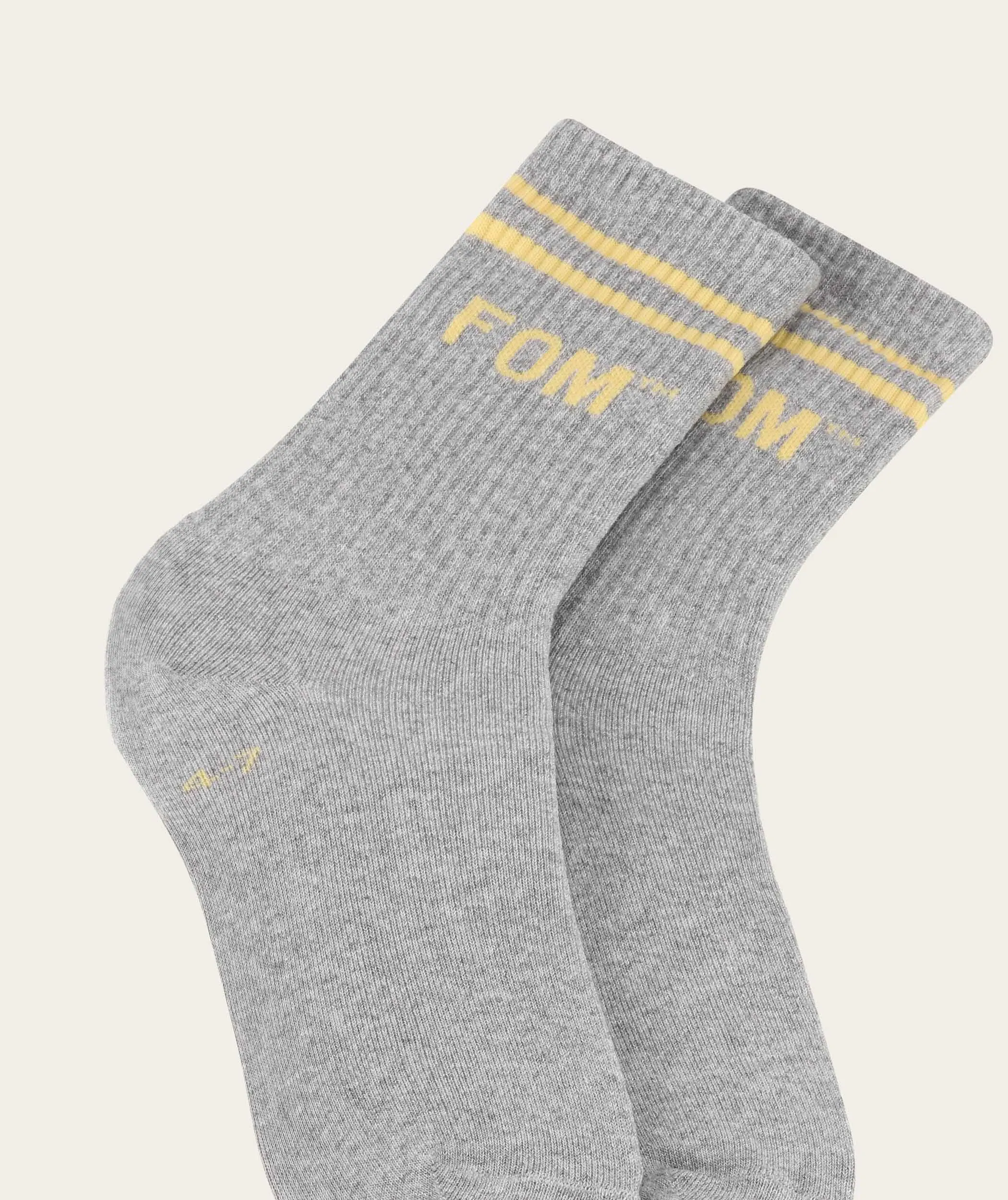 Socks FOM Crew - Grey Melange/ Yellow Stripe (Size 4-7)