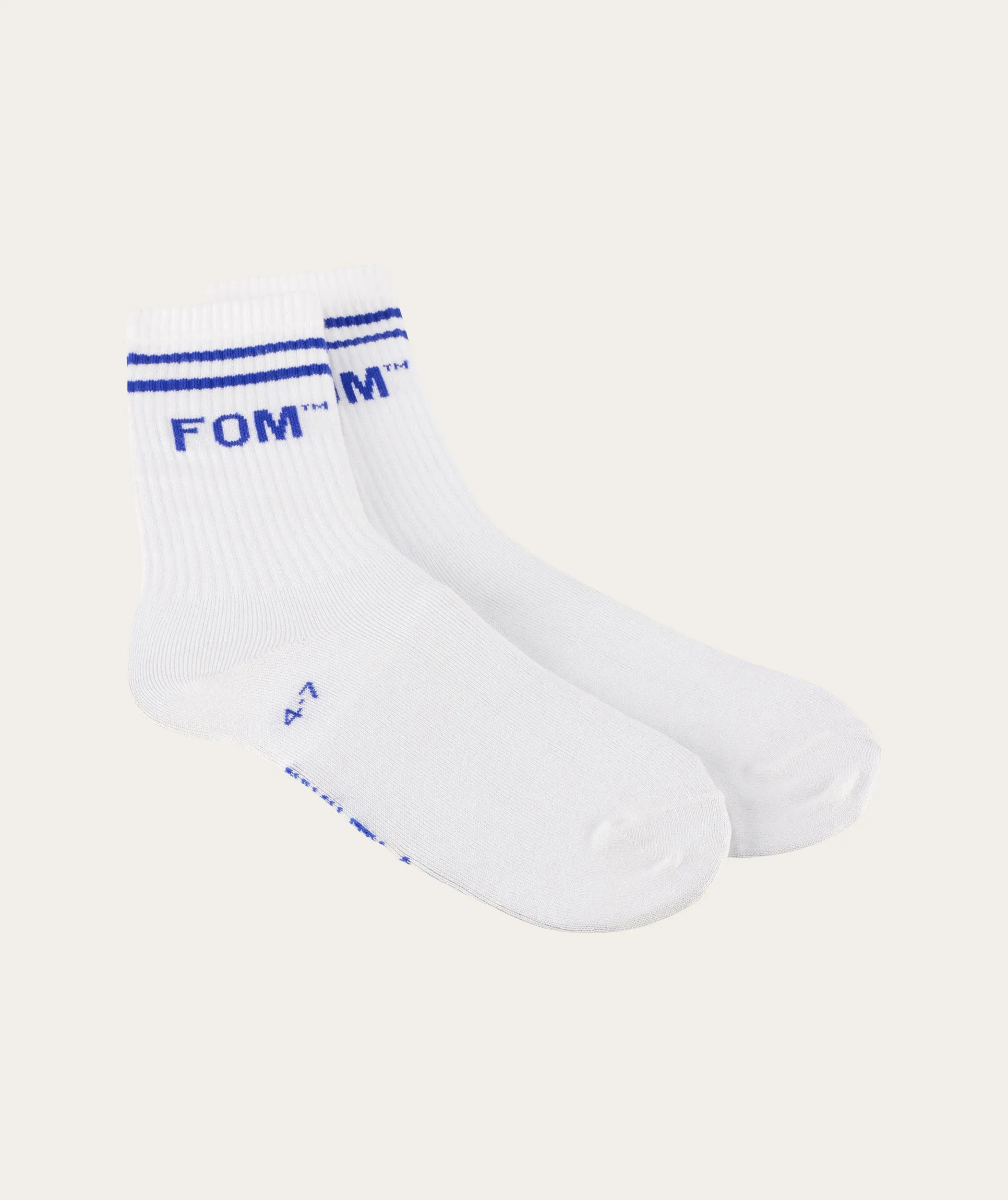 Socks FOM Crew - White/ Royal Stripe (Size 4-7)