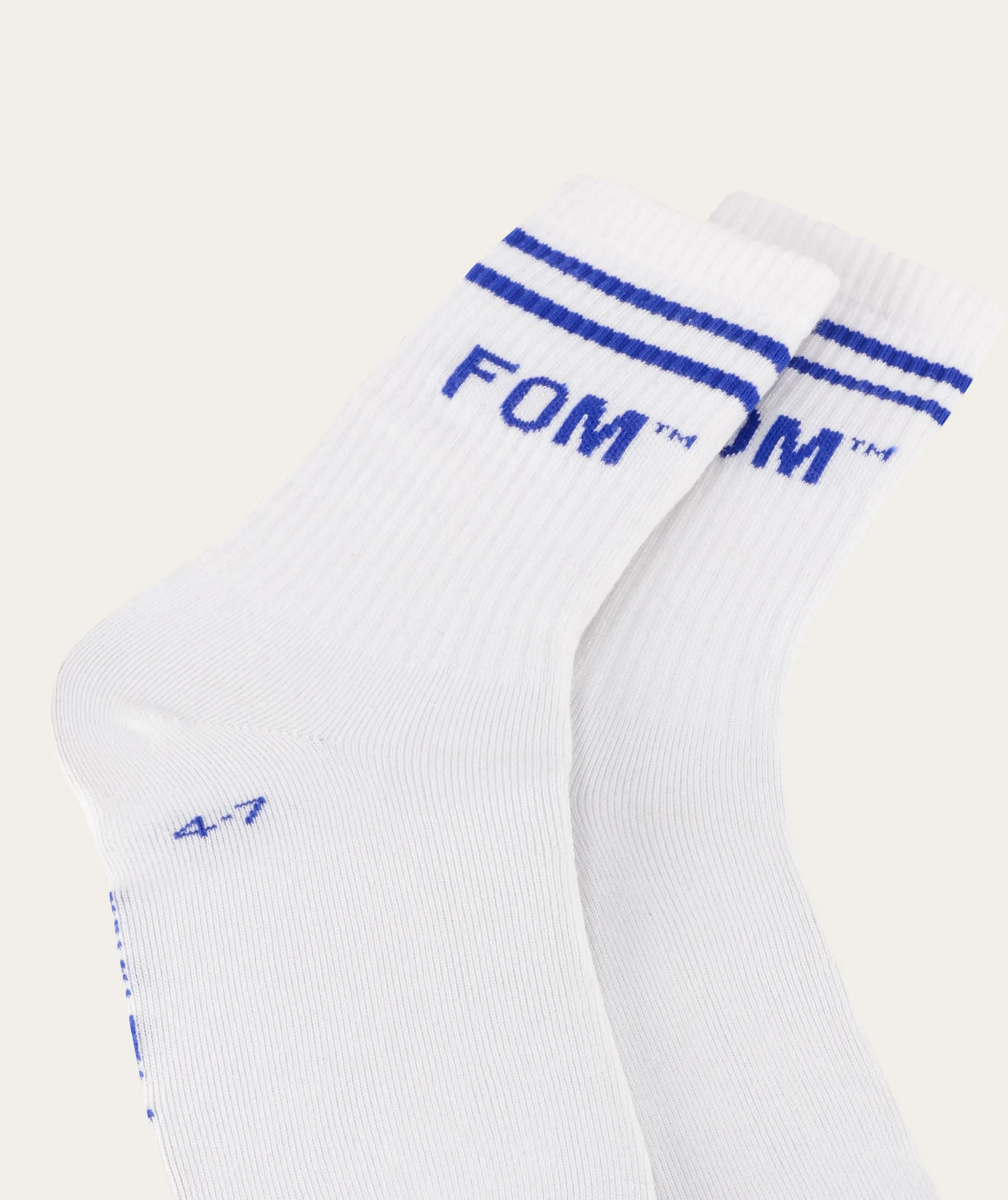 Socks FOM Crew - White/ Royal Stripe (Size 4-7)