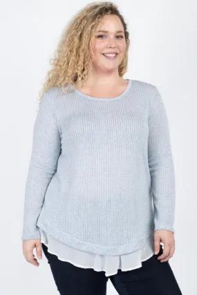 Soft Blue Plus Size Tunic Sweater