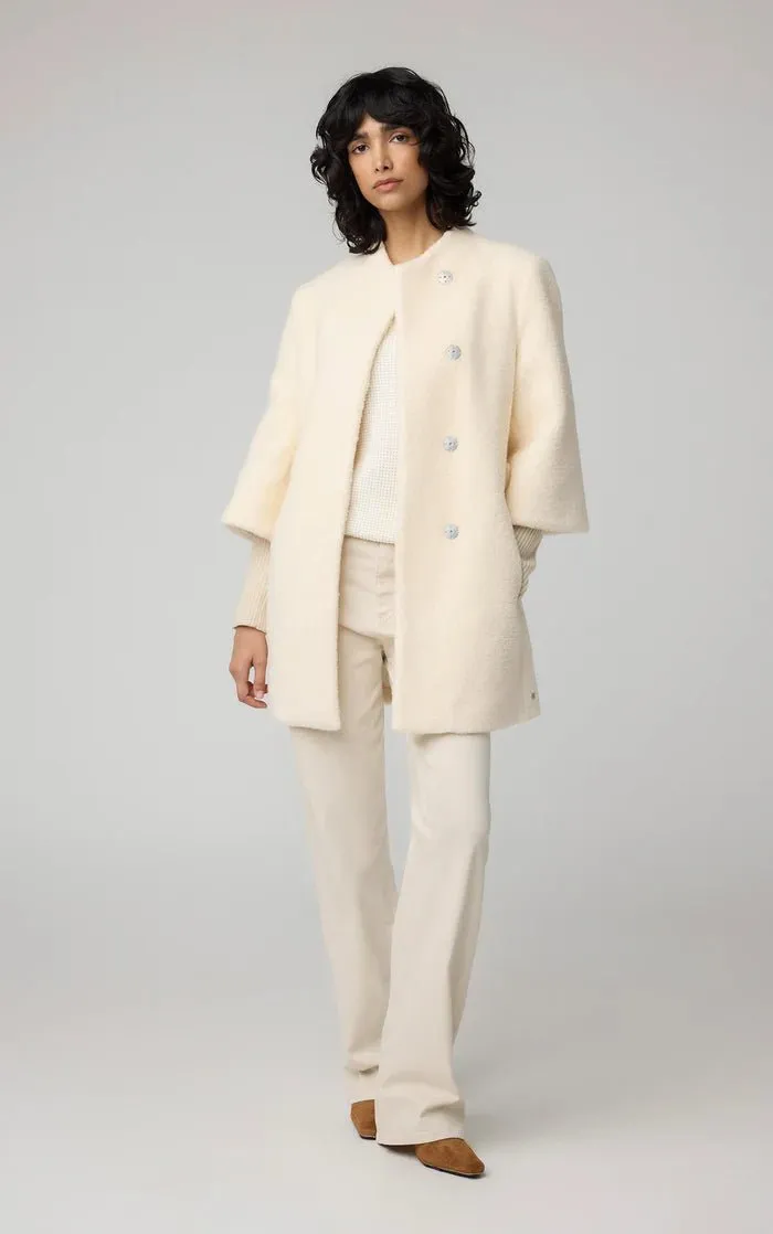 SOIA&KYO MARIAH - Semi-Fitted Wool Blend Sherpa Coat With Belt