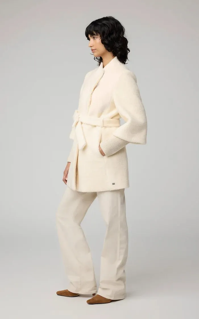 SOIA&KYO MARIAH - Semi-Fitted Wool Blend Sherpa Coat With Belt