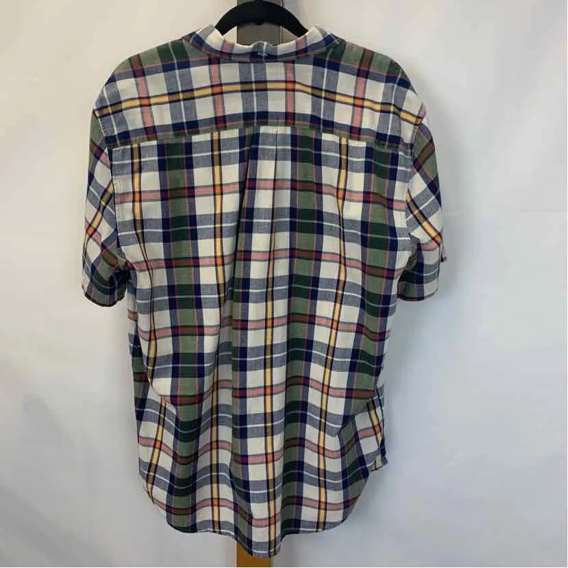 St Johns Bay Men's Size L Navy Plaid Short Sleeve Shirt