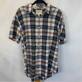 St Johns Bay Men's Size L Navy Plaid Short Sleeve Shirt