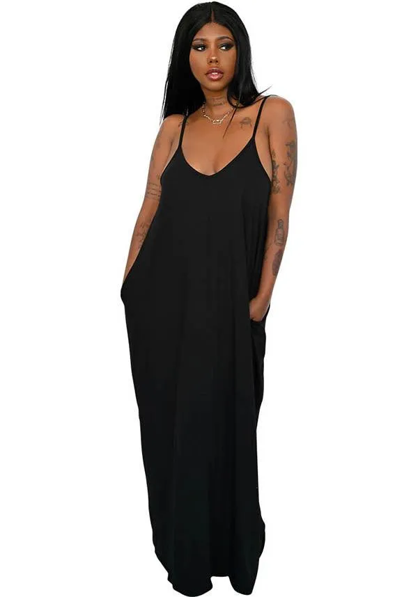 Strappy Raven | MAXI DRESS*