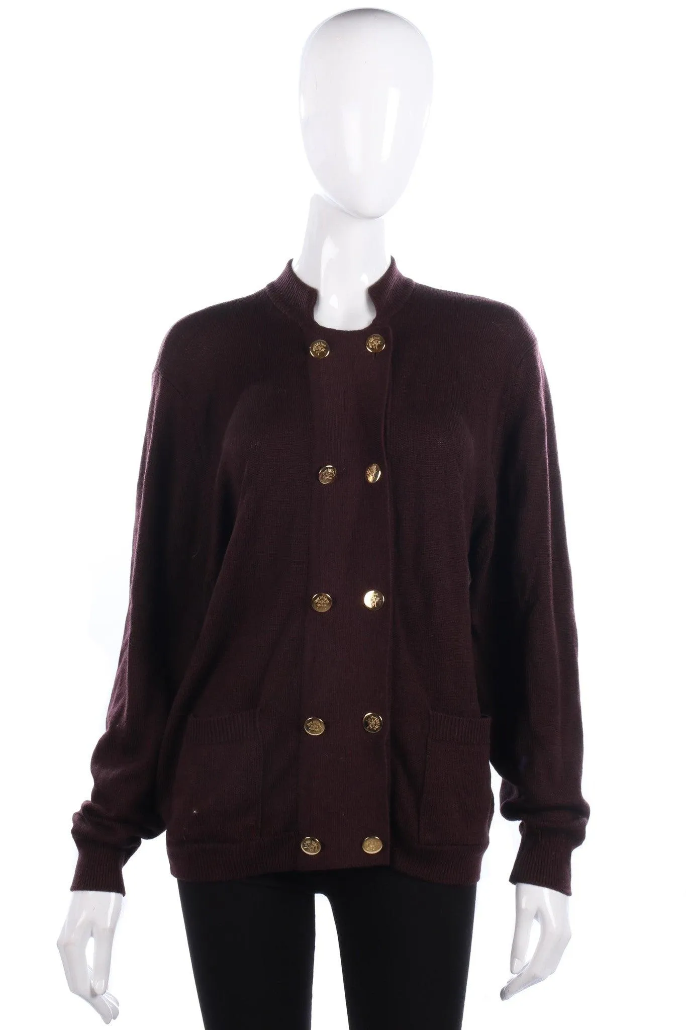 Straven of Scotland Pure Wool Cardigan Brown with Gold Buttons. UK10