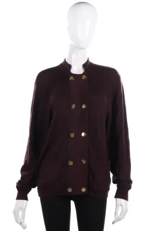 Straven of Scotland Pure Wool Cardigan Brown with Gold Buttons. UK10