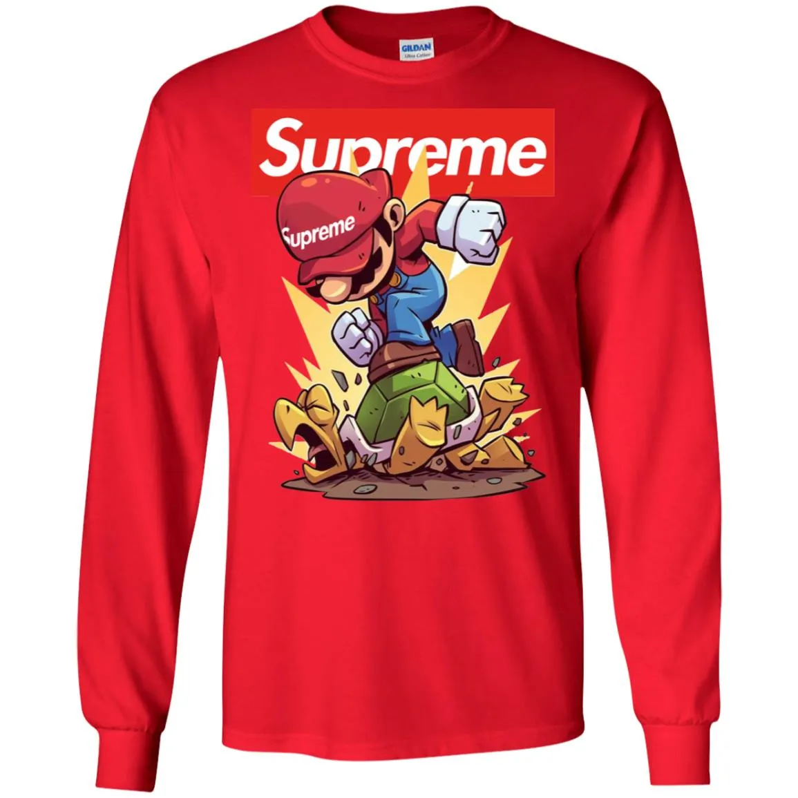 Supreme Mario Gaming T-shirt Men Long Sleeve Shirt