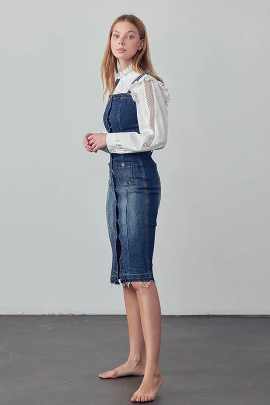 SUSPENDERS DENIM SKIRT