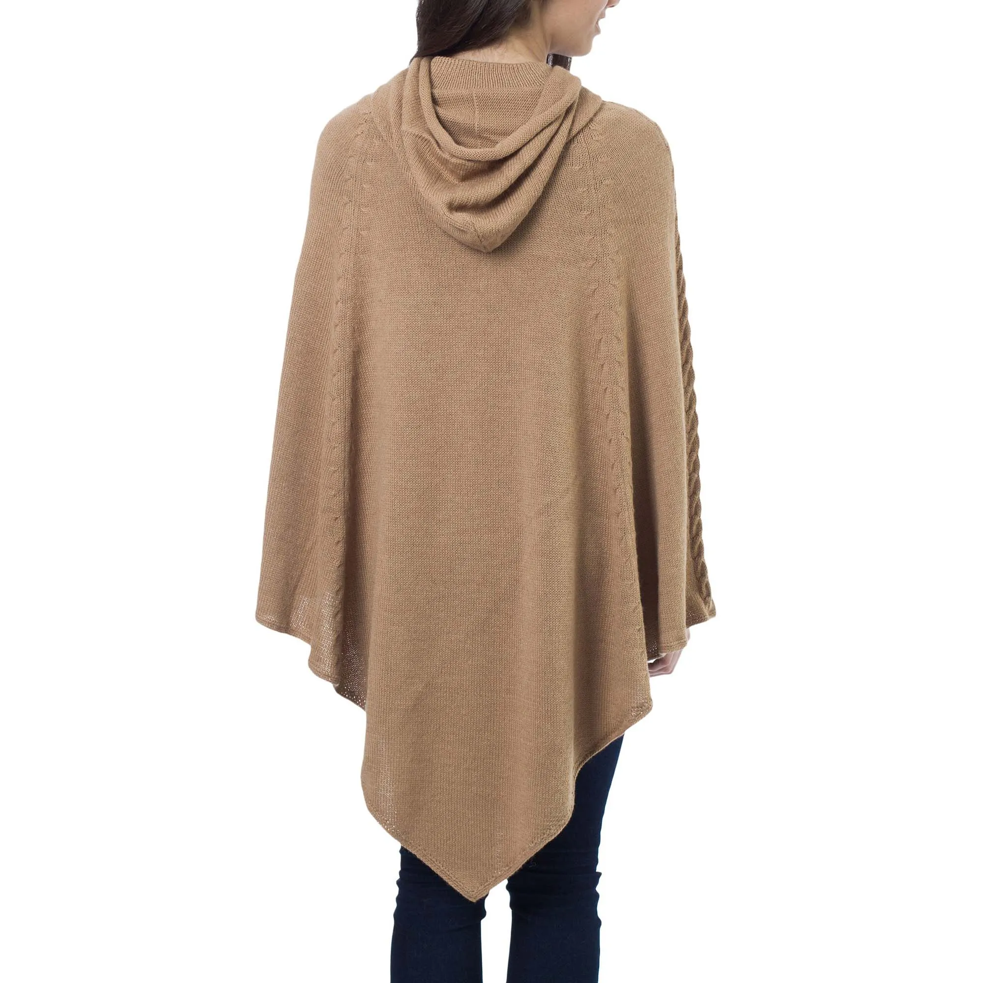 Tan Riding Hood Alpaca Blend Poncho