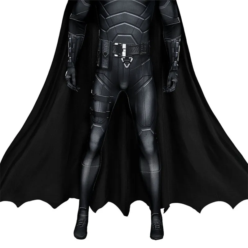 The Batman 2022 Suit Superhero Batman Bruce Wayne Cosplay Costume Jumpsuit Cape Mask