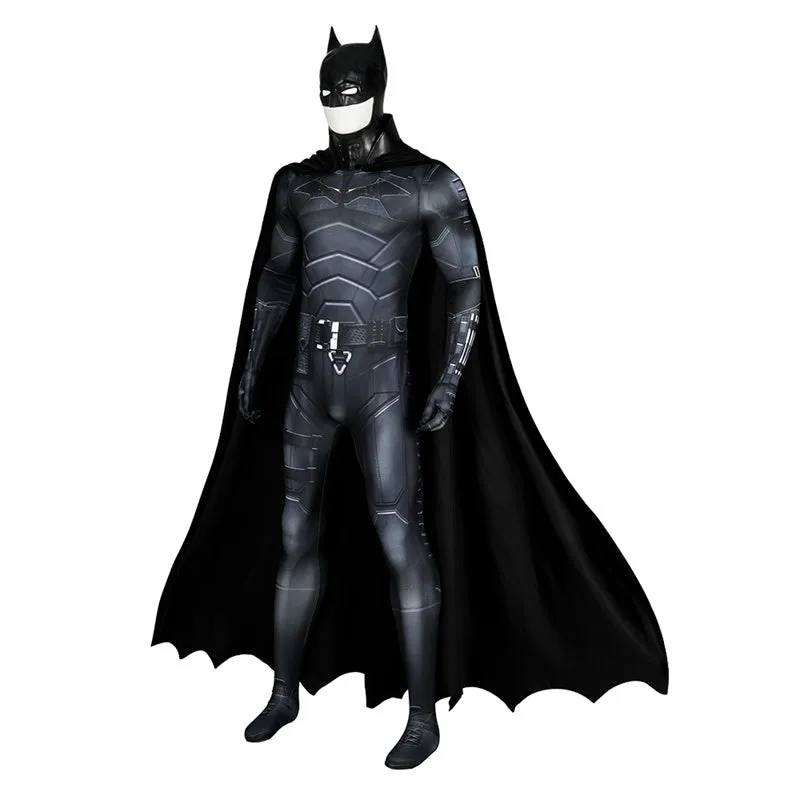 The Batman 2022 Suit Superhero Batman Bruce Wayne Cosplay Costume Jumpsuit Cape Mask