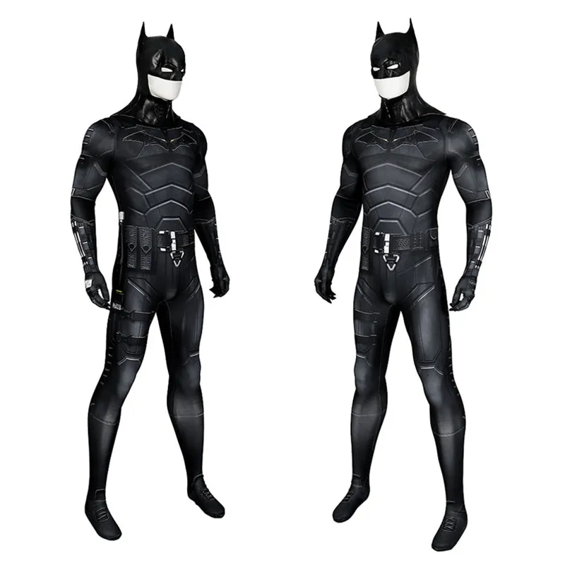 The Batman 2022 Suit Superhero Batman Bruce Wayne Cosplay Costume Jumpsuit Cape Mask