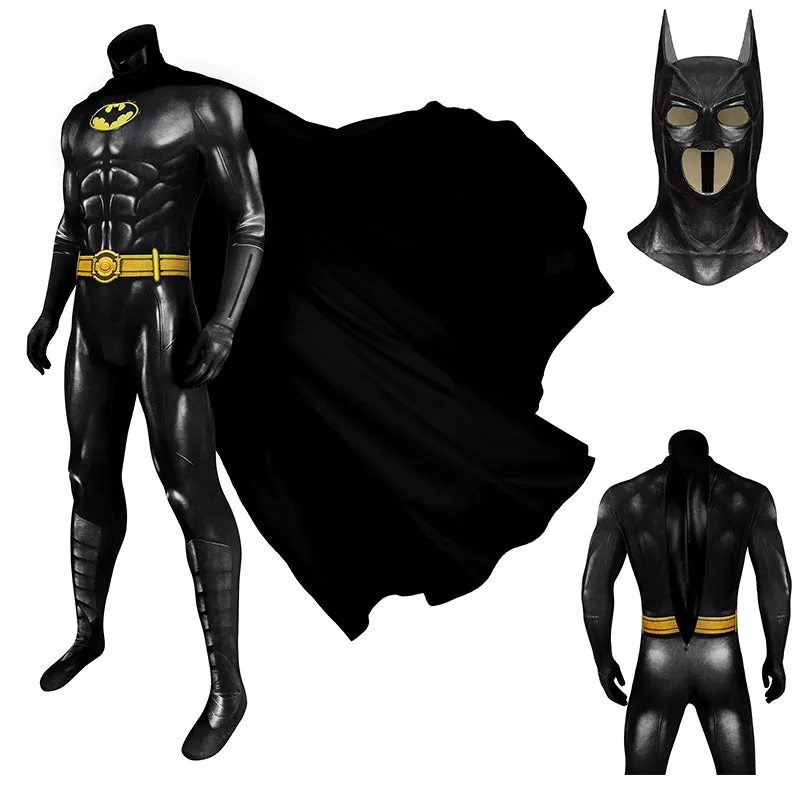 The Flash Batman Cosplay Costume Superhero Bruce Wayne Jumpsuit Cape Mask Halloween Suit