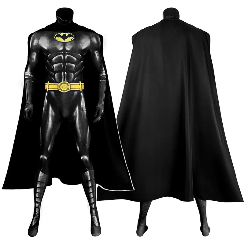 The Flash Batman Cosplay Costume Superhero Bruce Wayne Jumpsuit Cape Mask Halloween Suit