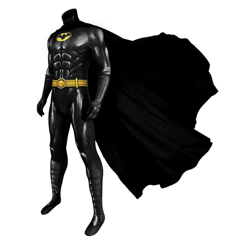 The Flash Batman Cosplay Costume Superhero Bruce Wayne Jumpsuit Cape Mask Halloween Suit