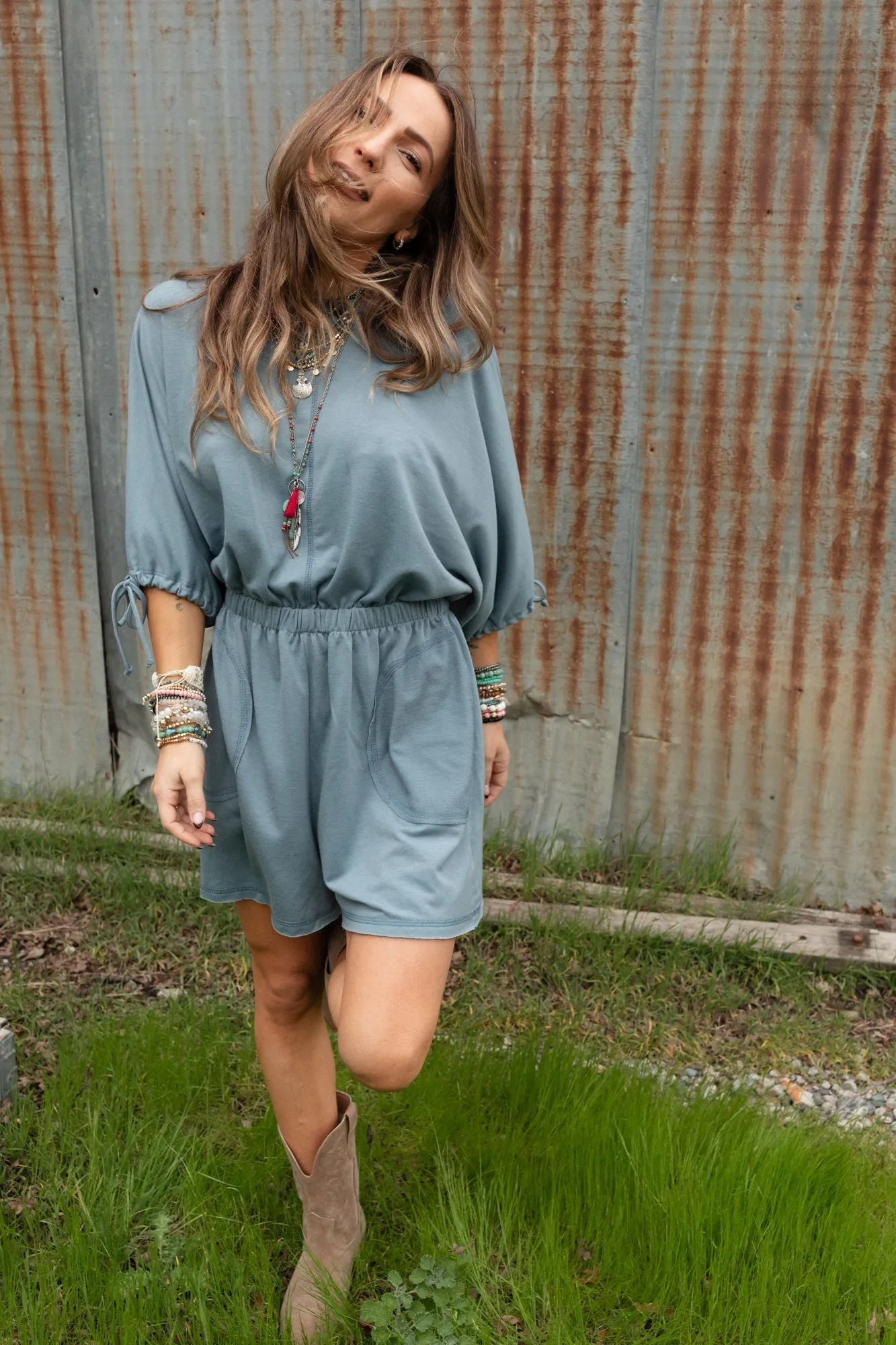 The Nest Carolina Comfy Romper - Gunmetal