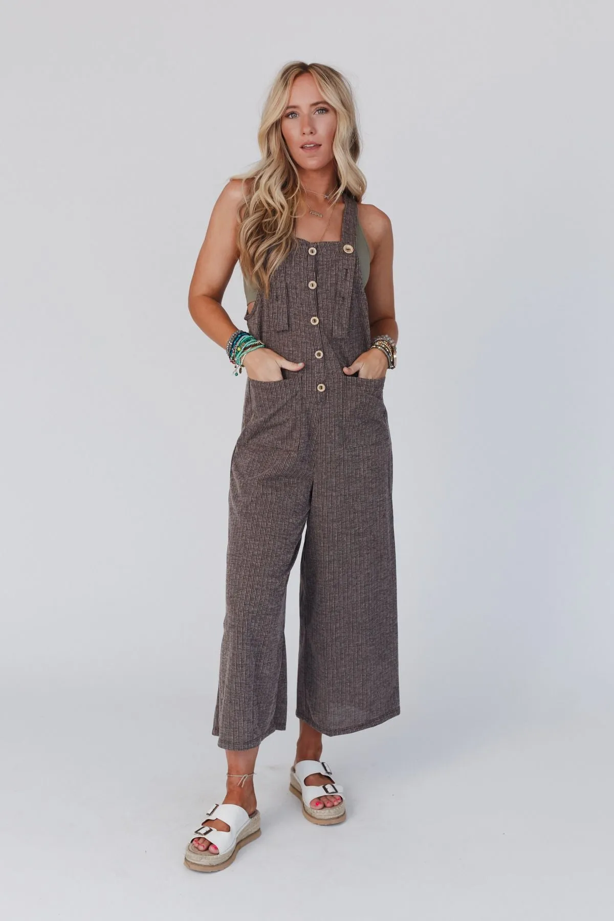 The Nest High Hopes Button Up Overalls - Brown