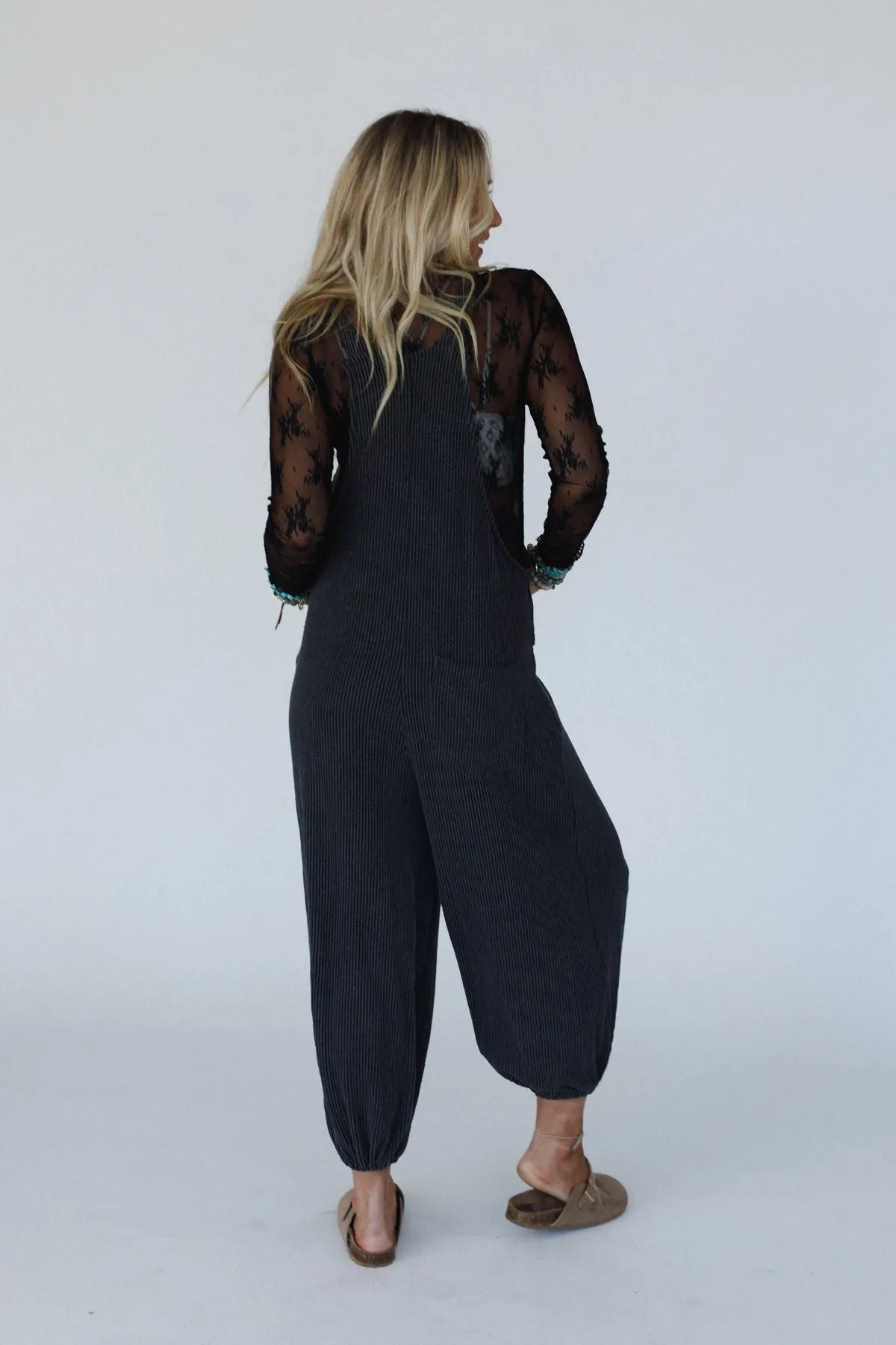 The Nest Tazzlynn Textured Jumpsuit - Charcoal