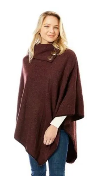 Thick Folded Neck 2 Button Poncho