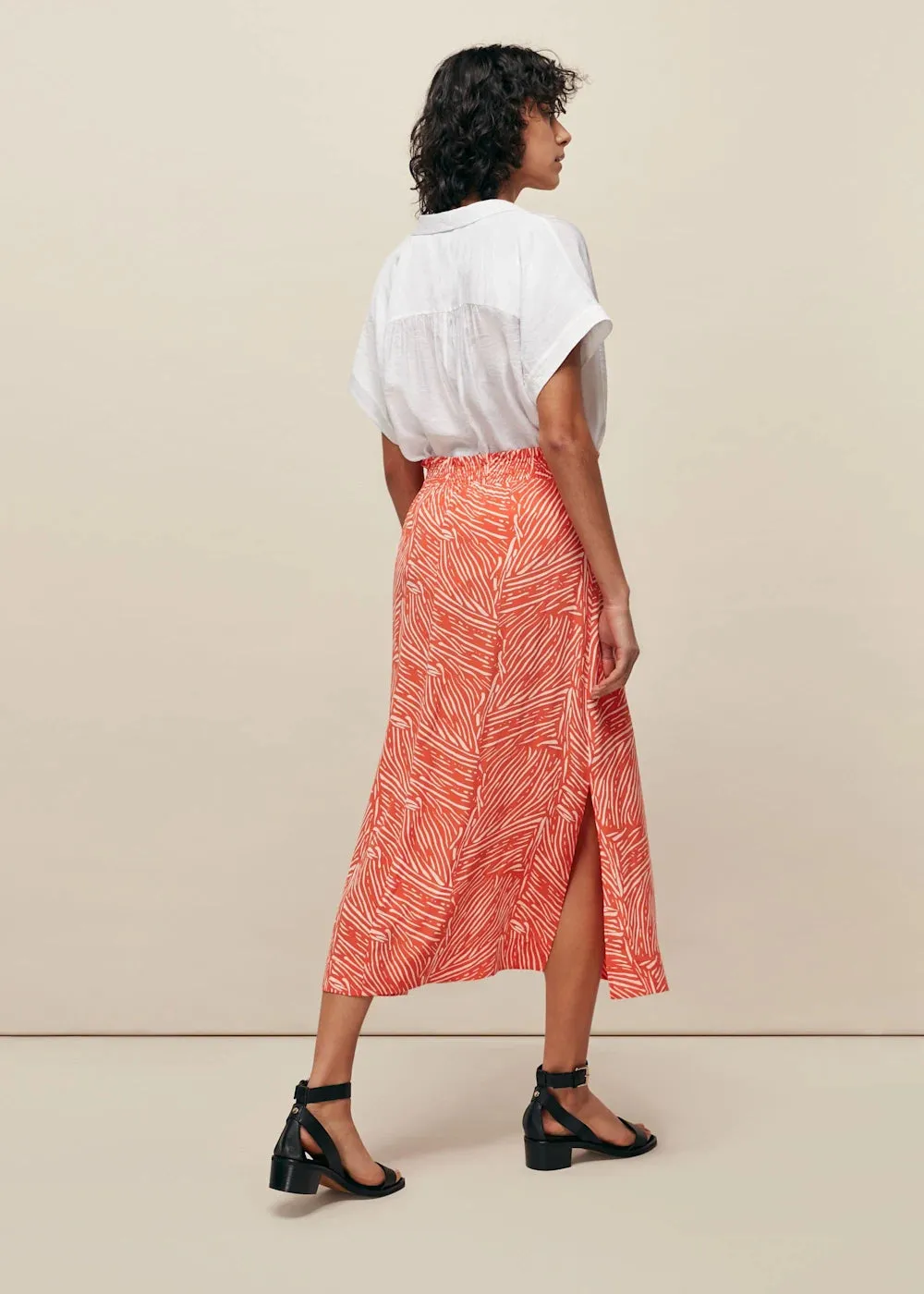 Tiger Palm Smocked Waist Skirt