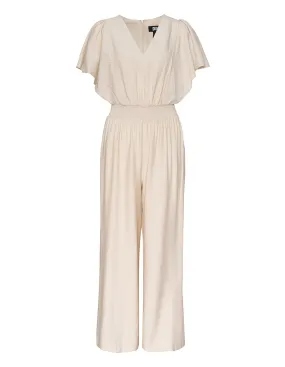 Venice Linen Blend Cape Sleeve Jumpsuit