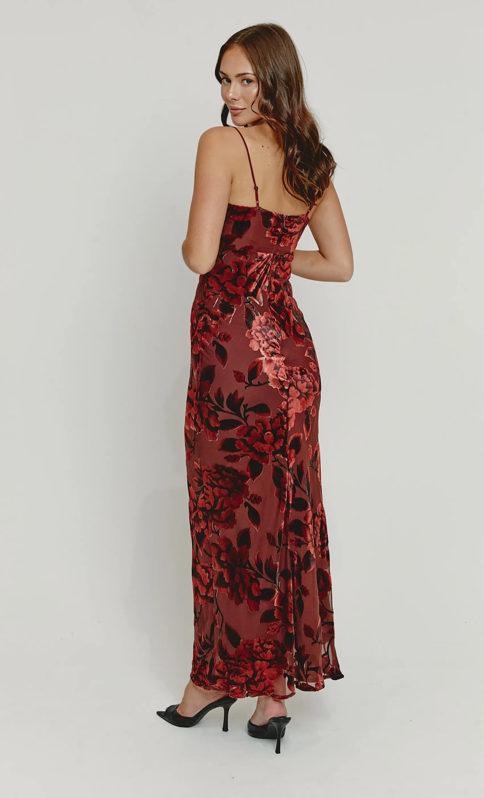 Wine Cup Detail Devore Maxi Dress