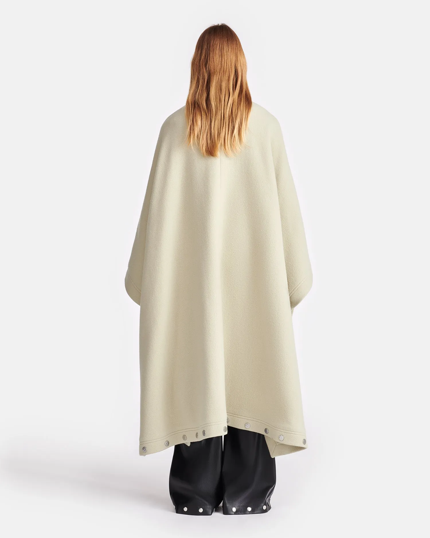 Wita - Studded Felted Wool Cape - Oat