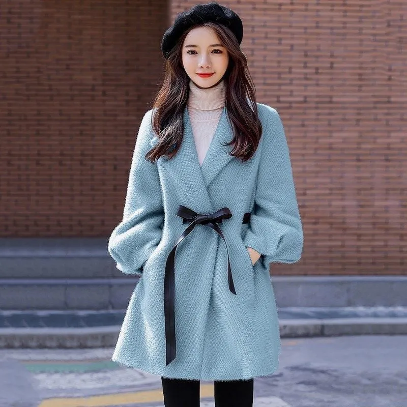 Women's Autumn And Winter New Korean Style Loose Thick Temperament Small Size Woolen Coat