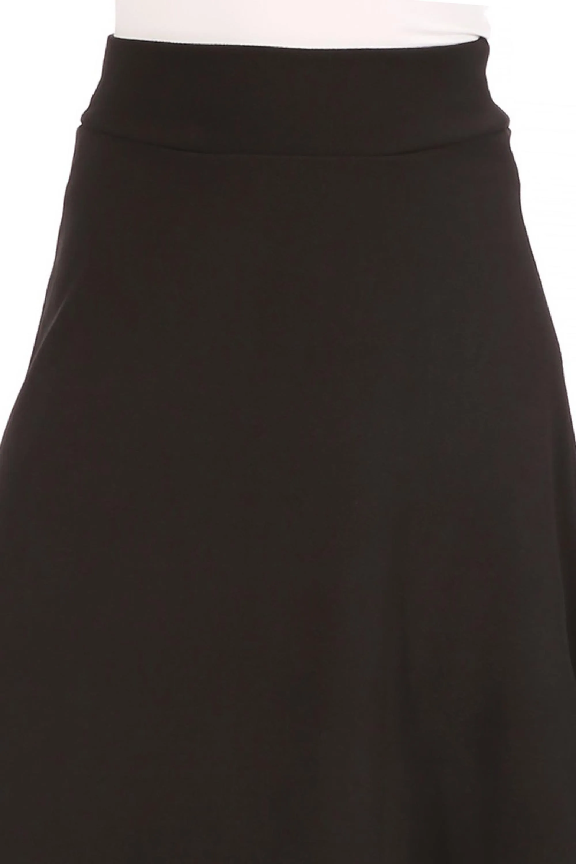 Women's Casual Solid High Waisted Flare A-line Midi Skirt with Elastic Waistband