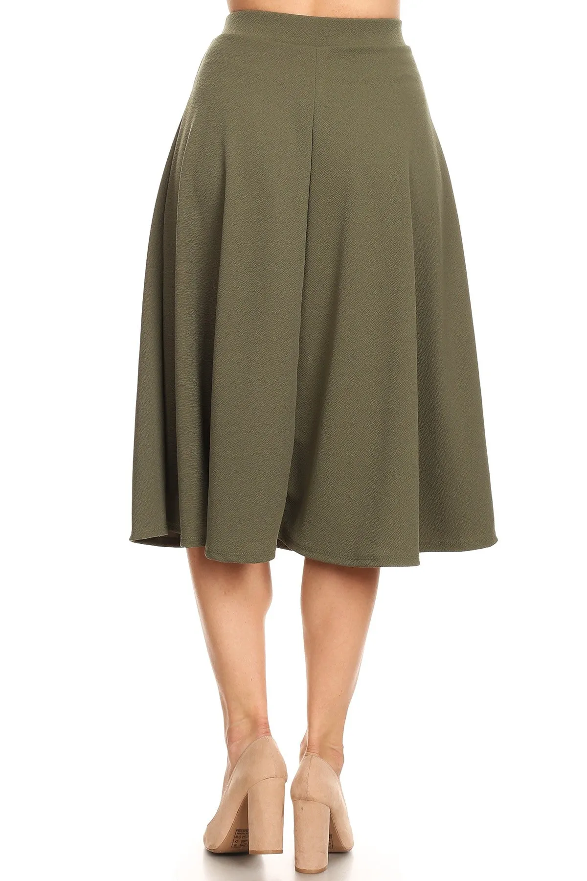 Women's Flared Lightweight Elastic Midi A-Line Skirt - Comfortable and Stylish