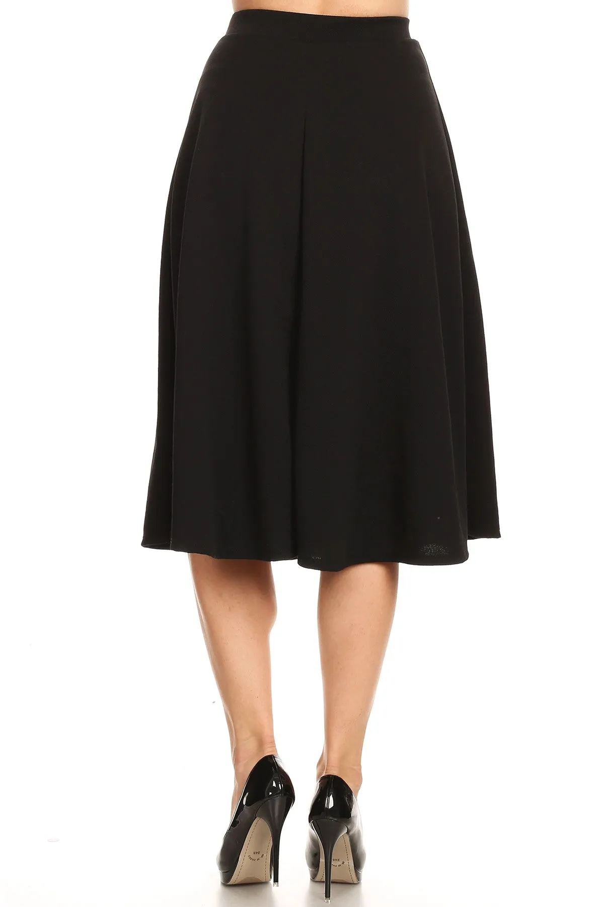 Women's Flared Lightweight Elastic Midi A-Line Skirt - Comfortable and Stylish