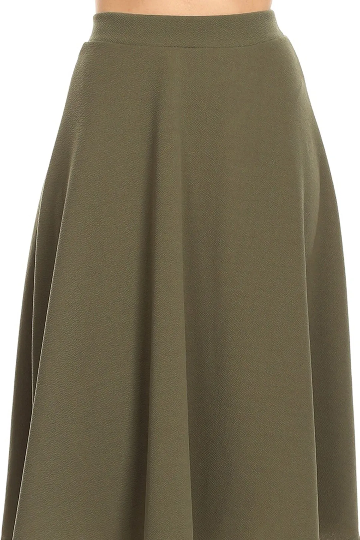 Women's Flared Lightweight Elastic Midi A-Line Skirt - Comfortable and Stylish